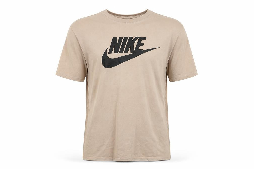 Nike Men's Beige Athletic Fit Logo T-Shirt Medium Cotton Casual