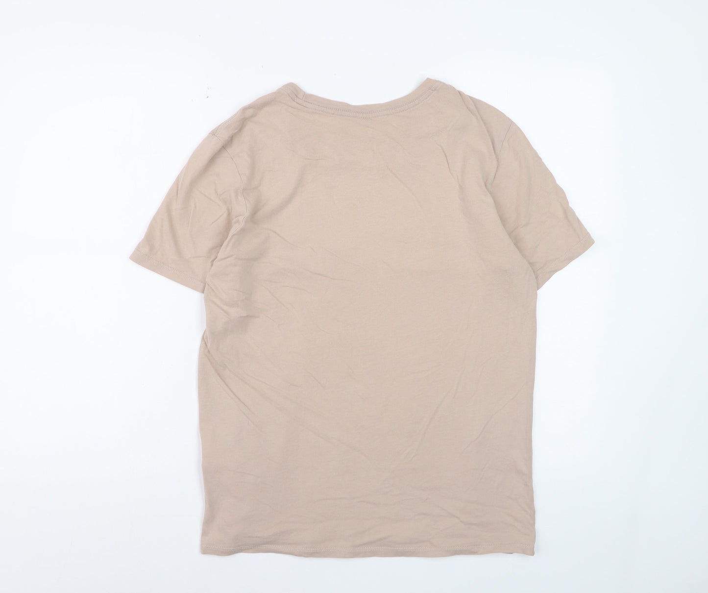 Nike Men's Beige Athletic Fit Logo T-Shirt Medium Cotton Casual