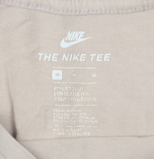 Nike Men's Beige Athletic Fit Logo T-Shirt Medium Cotton Casual