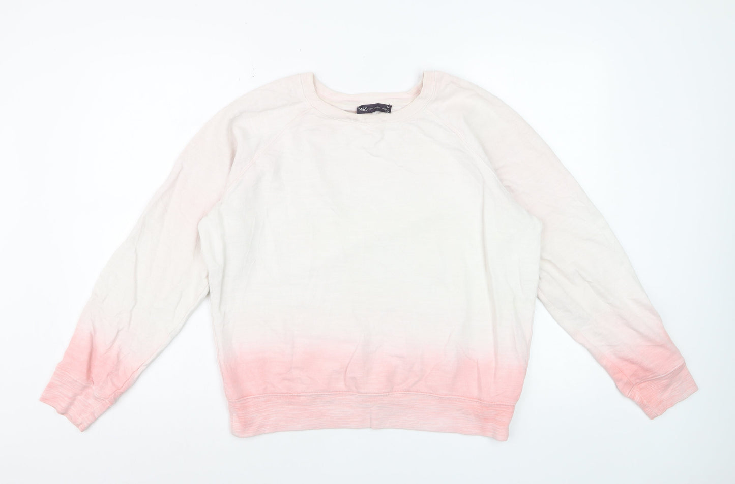 Marks and Spencer Womens Pink Ombre Cotton Pullover Sweatshirt Size 14