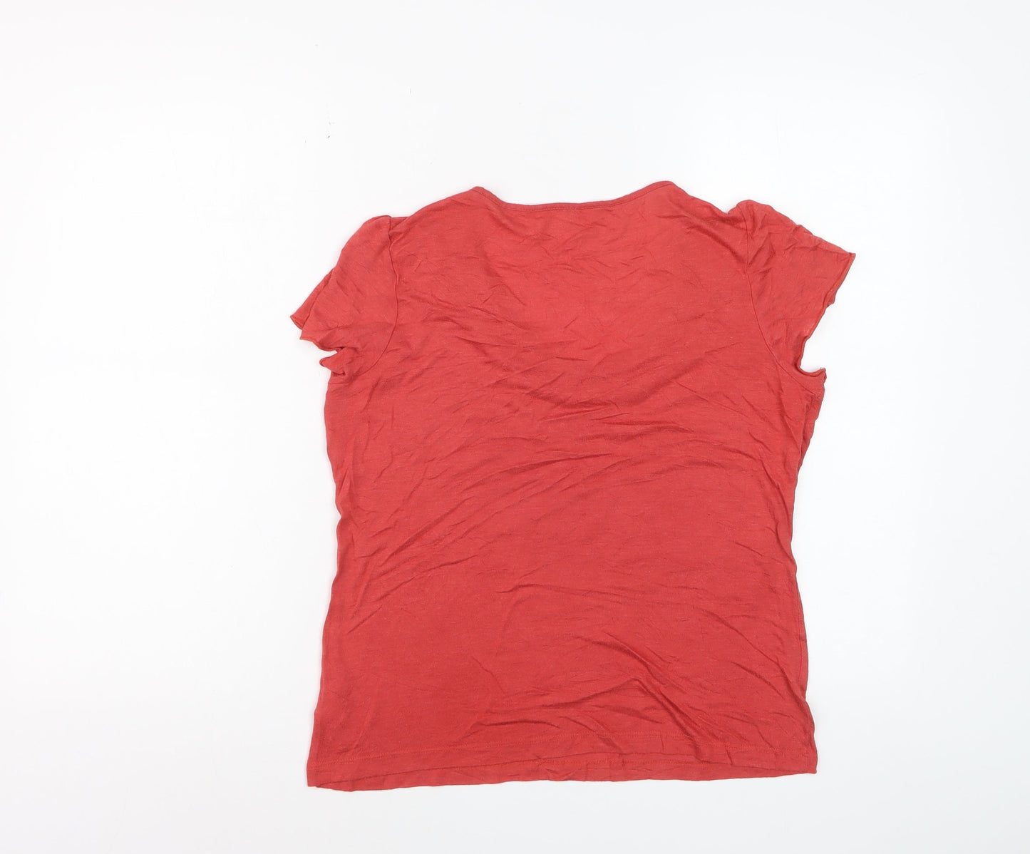 Marks and Spencer Per Una Red Beaded Scoop Neck Women's Size 14 T-Shirt