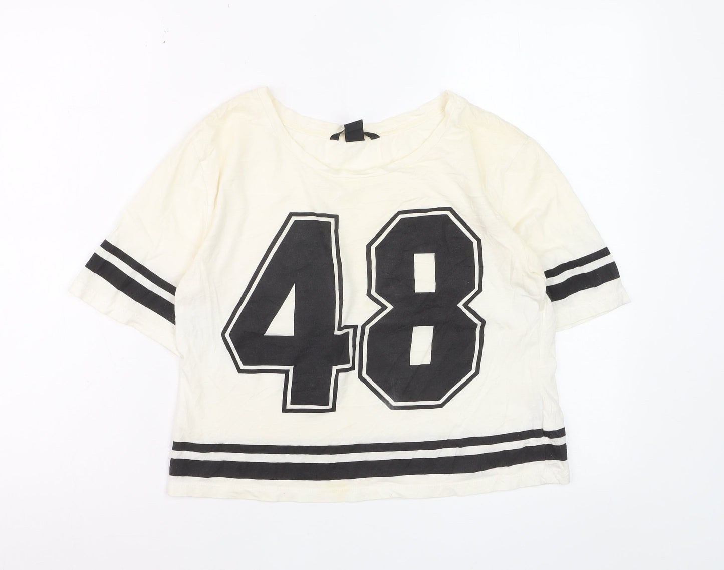 H&M Women’s White Cotton Cropped T-Shirt XS Sports Style