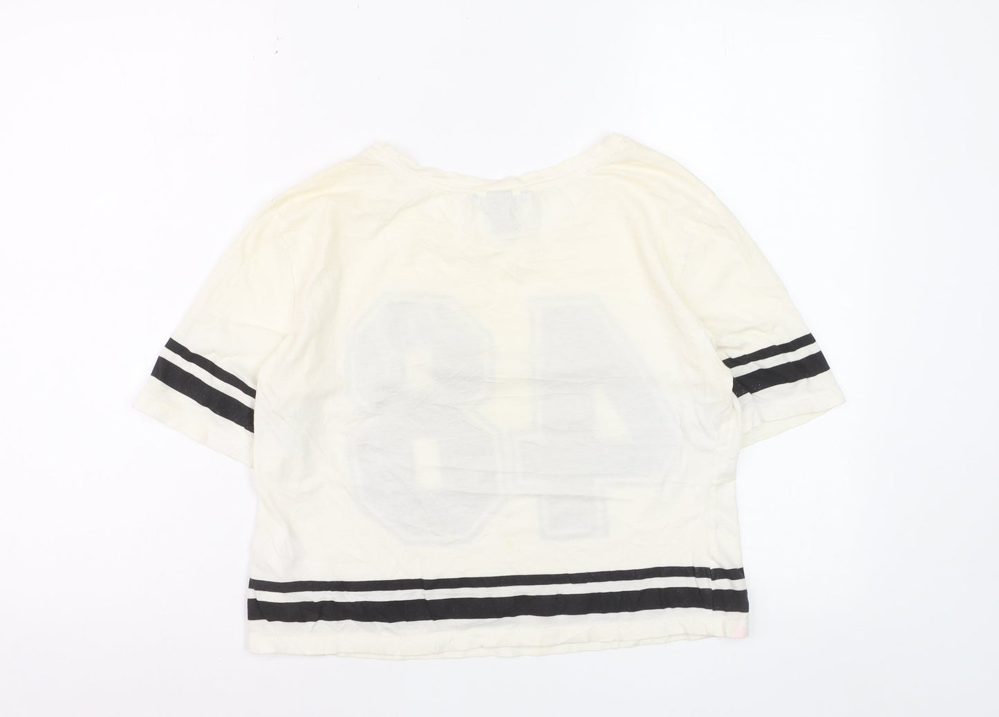 H&M Women’s White Cotton Cropped T-Shirt XS Sports Style