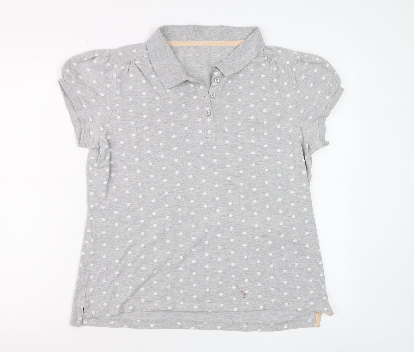 Next Women’s Grey Polka Dot Cotton Polo Shirt Size 16