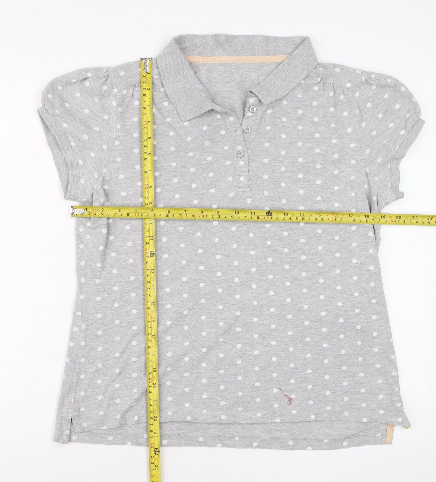 Next Women’s Grey Polka Dot Cotton Polo Shirt Size 16