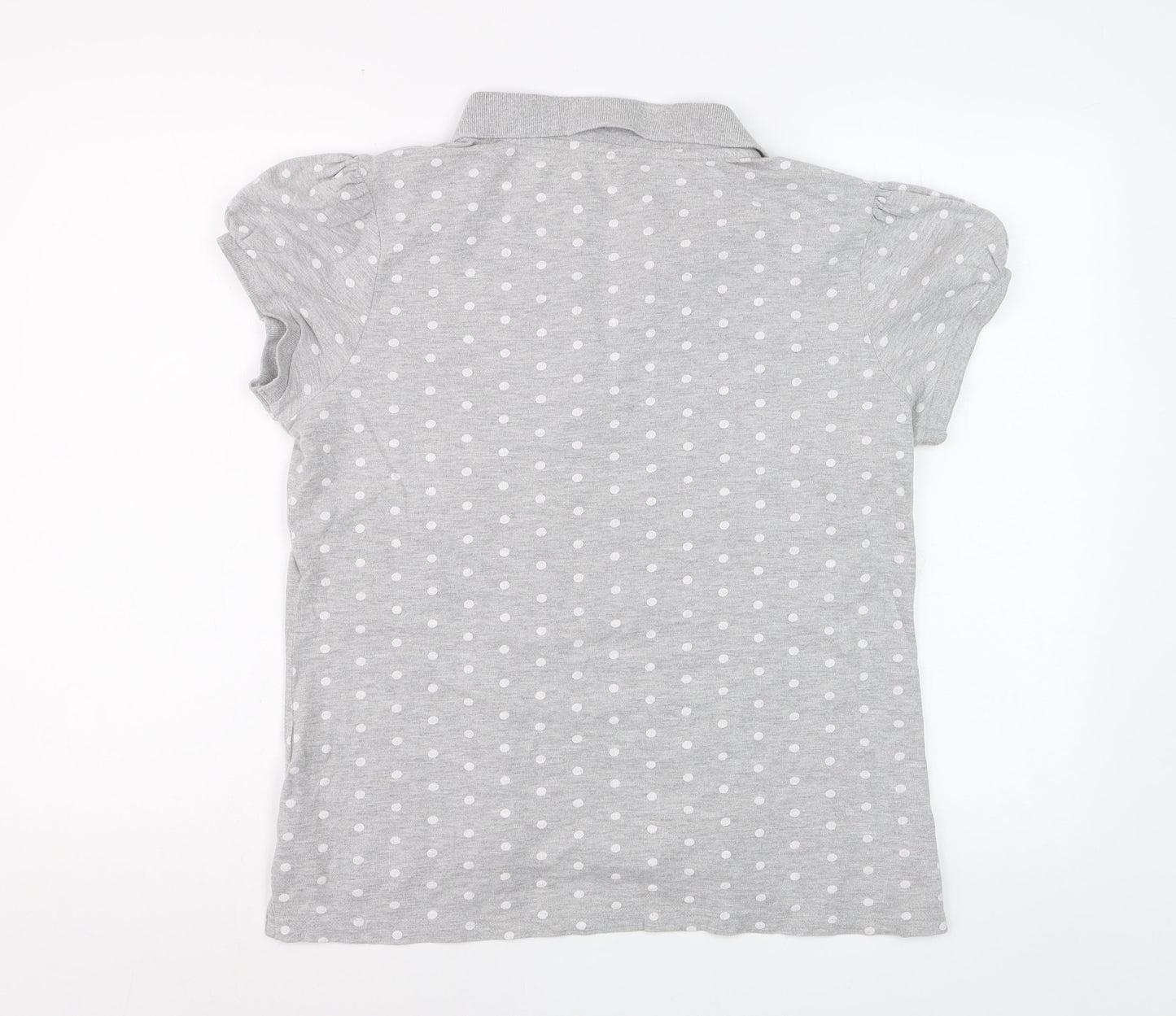 Next Women’s Grey Polka Dot Cotton Polo Shirt Size 16