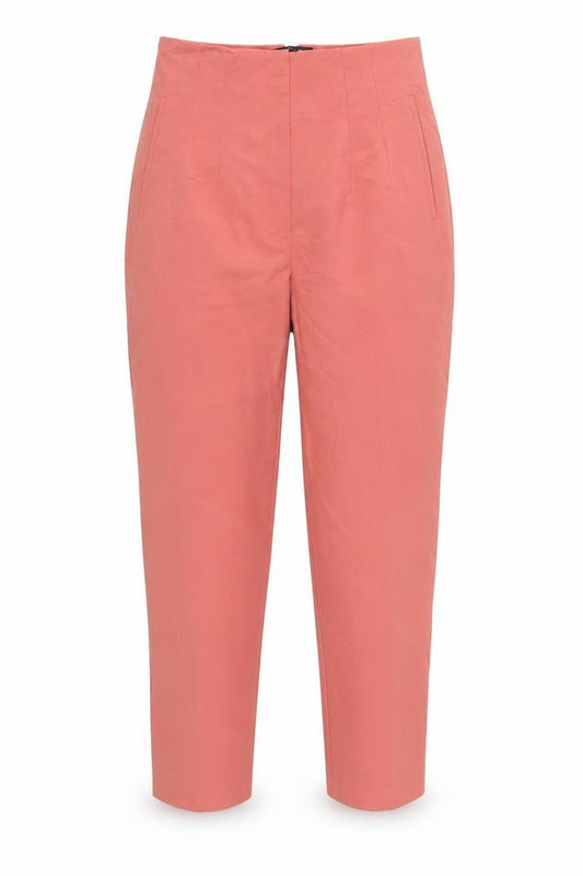 Zara Women Coral Pink High Waist Straight Trousers Size L