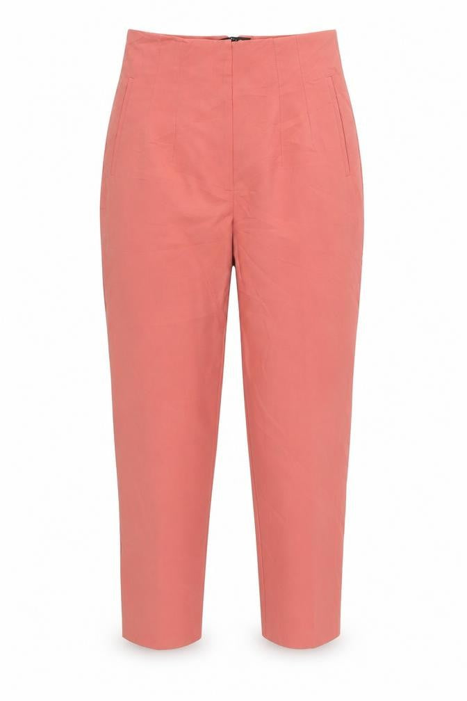 Zara Women Coral Pink High Waist Straight Trousers Size L