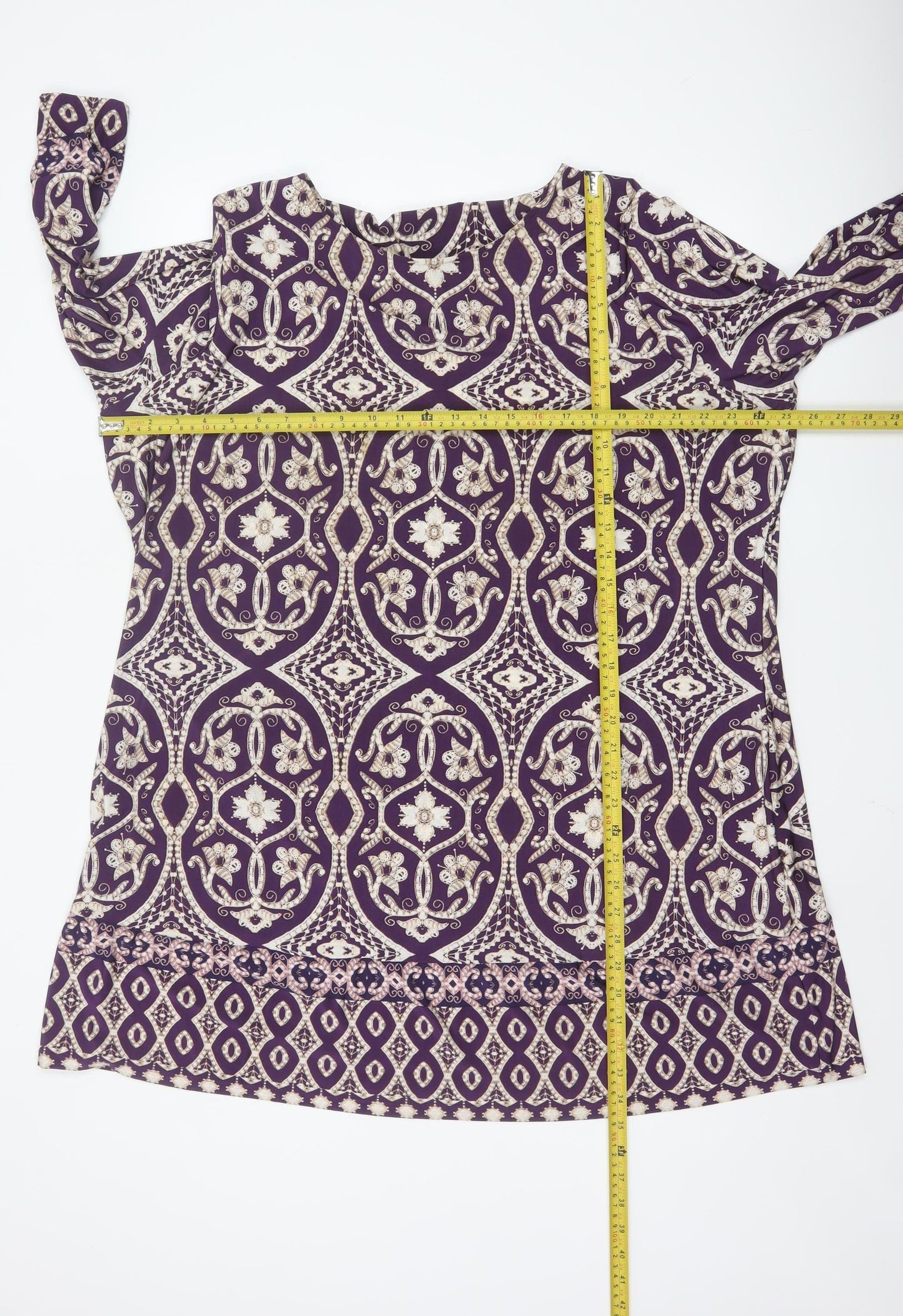 Marks and Spencer Womens Purple Geometric Tunic Blouse Size 24