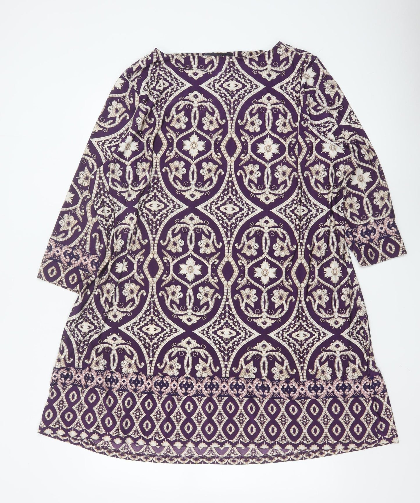 Marks and Spencer Womens Purple Geometric Tunic Blouse Size 24