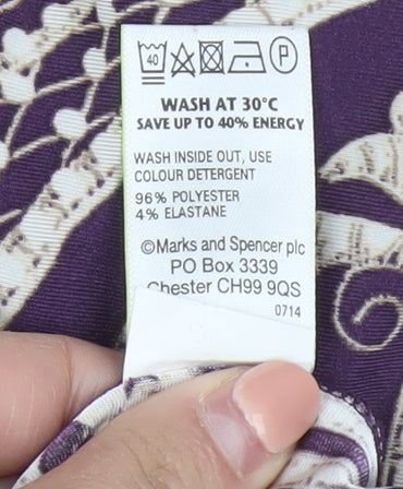 Marks and Spencer Womens Purple Geometric Tunic Blouse Size 24
