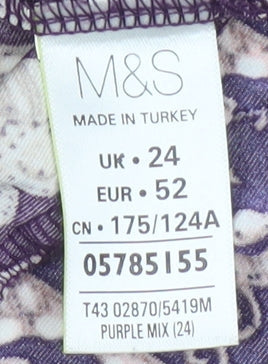 Marks and Spencer Womens Purple Geometric Tunic Blouse Size 24
