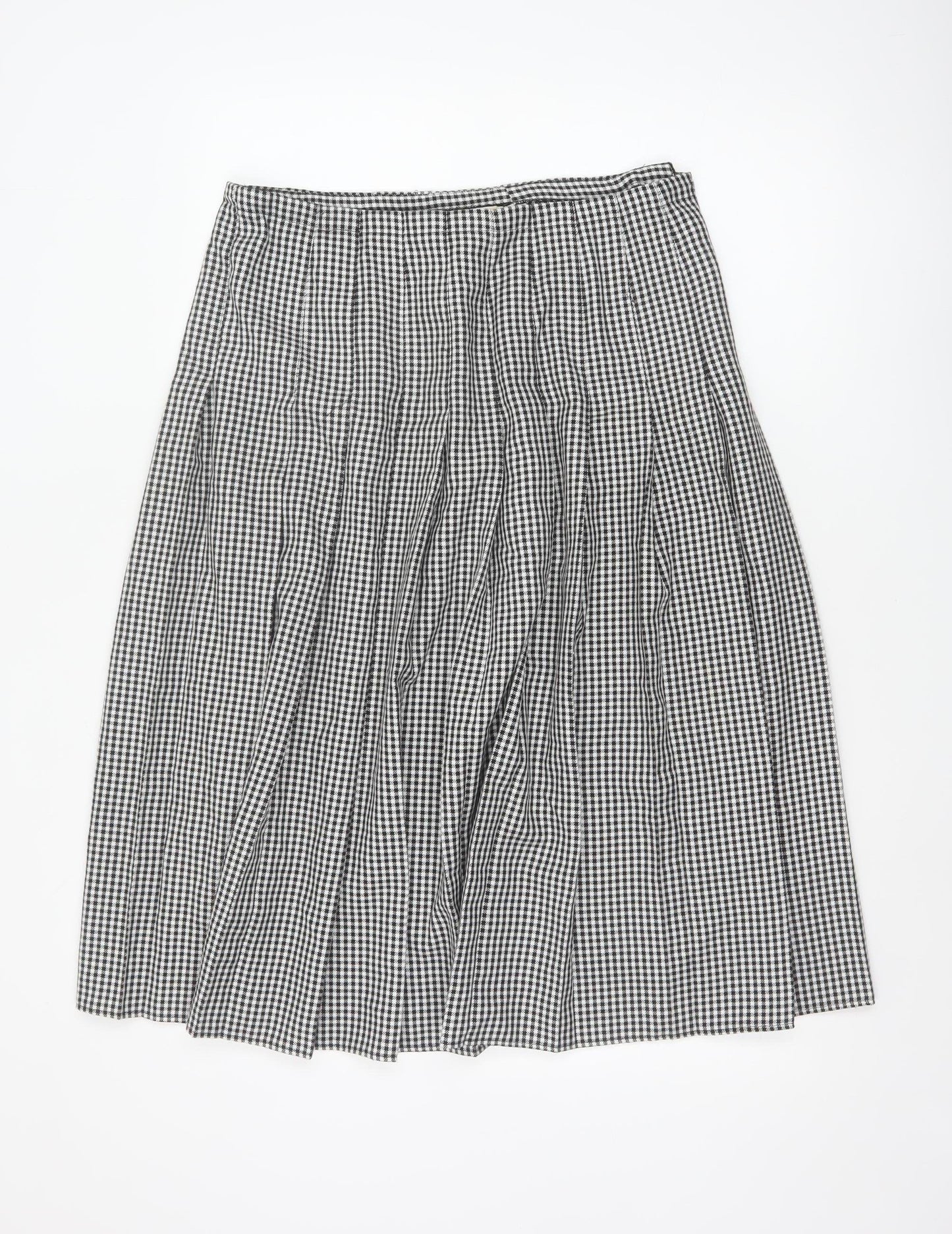 Essentials Women's Black Check Pleated Skirt Size 14