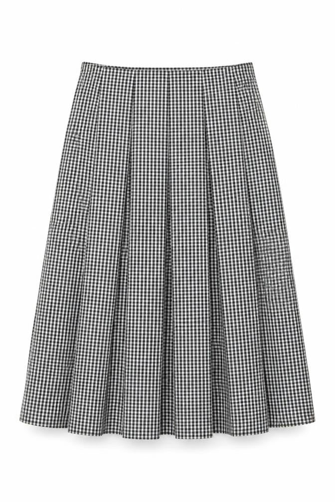 Essentials Women's Black Check Pleated Skirt Size 14