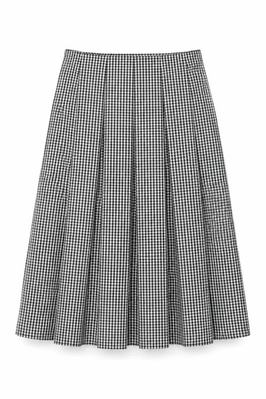 Essentials Women's Black Check Pleated Skirt Size 14