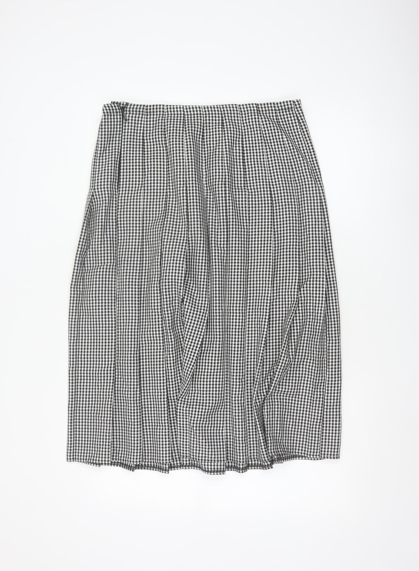 Essentials Women's Black Check Pleated Skirt Size 14