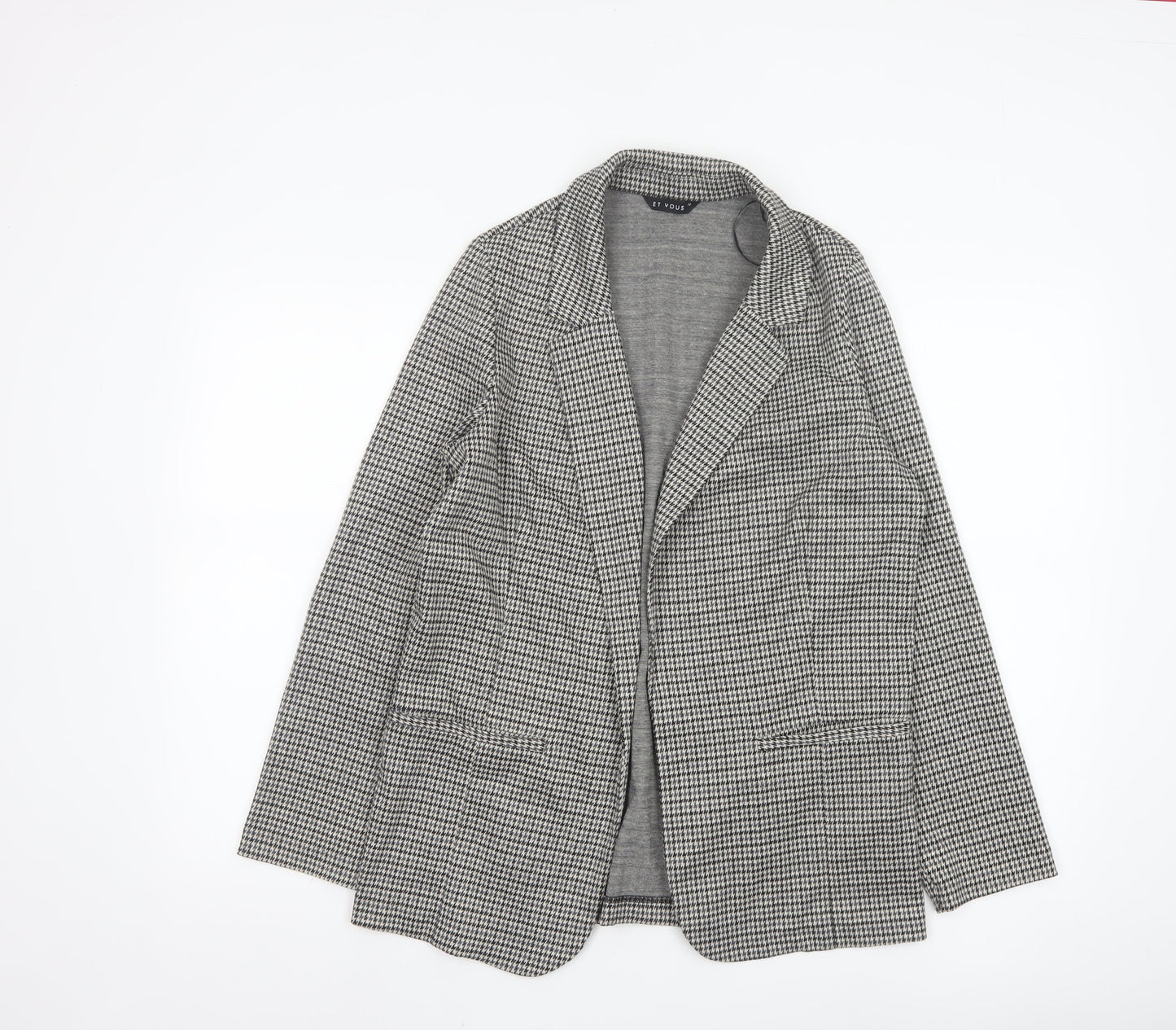 Et Vous Women's Grey Houndstooth Single-Breasted Blazer Size 10