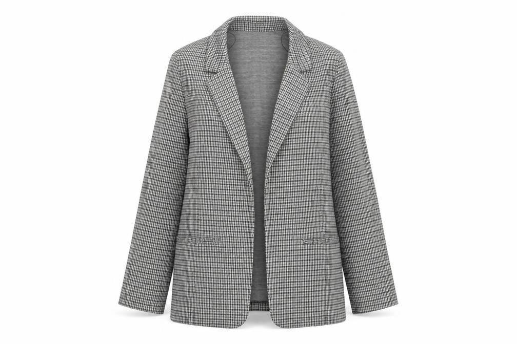 Et Vous Women's Grey Houndstooth Single-Breasted Blazer Size 10