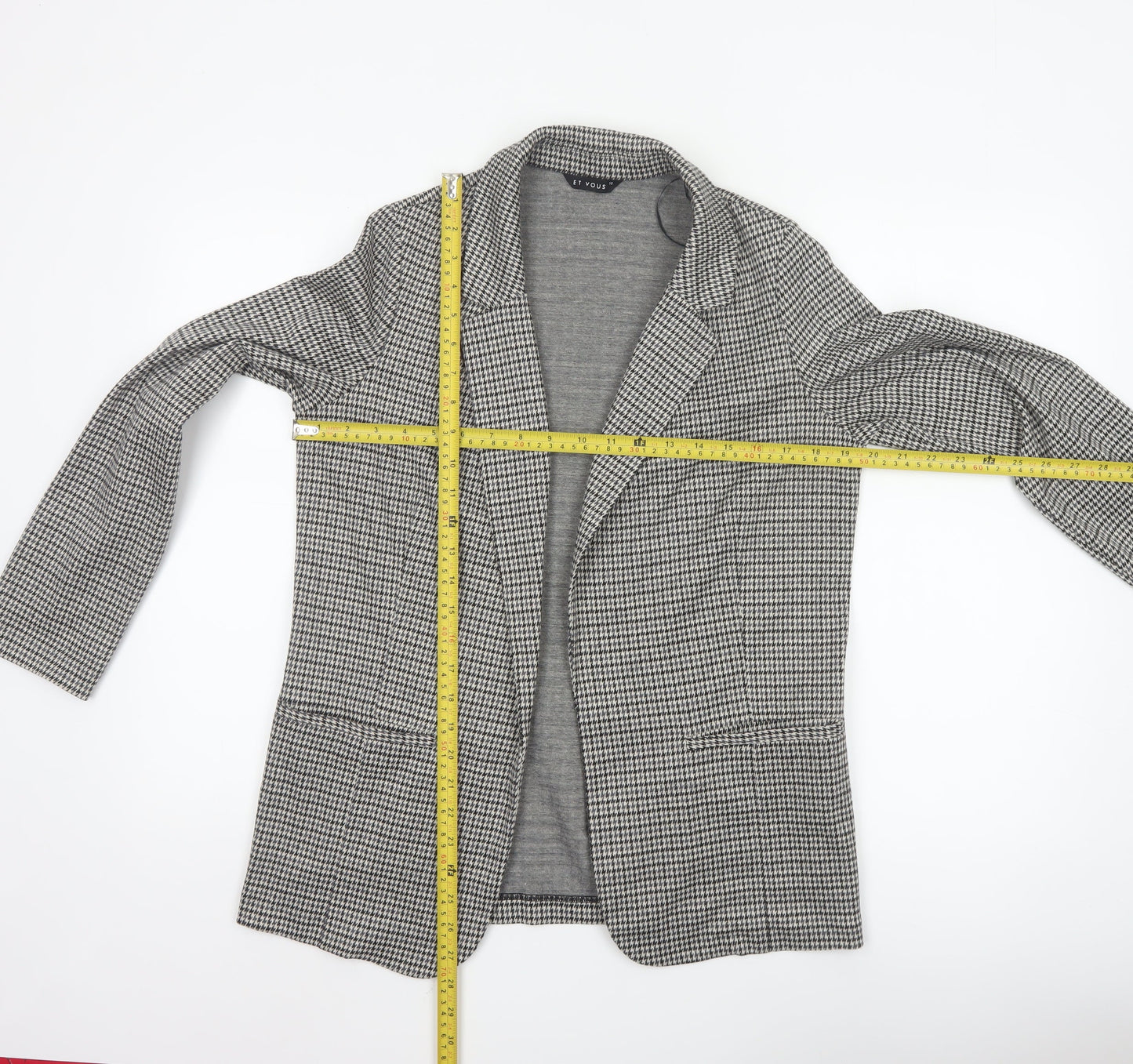 Et Vous Women's Grey Houndstooth Single-Breasted Blazer Size 10