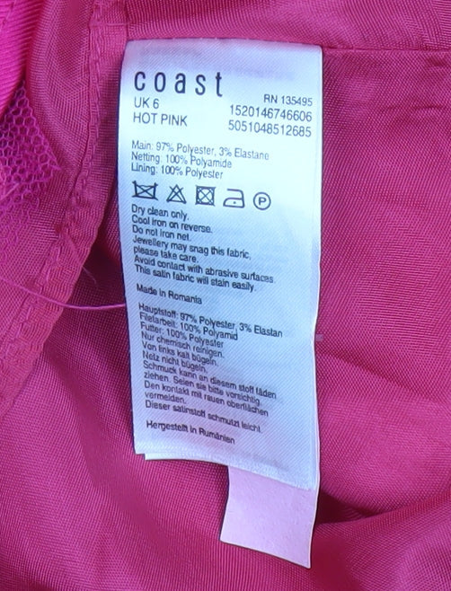 Coast Women’s Hot Pink A-Line Satin Knee Length Skirt UK 6