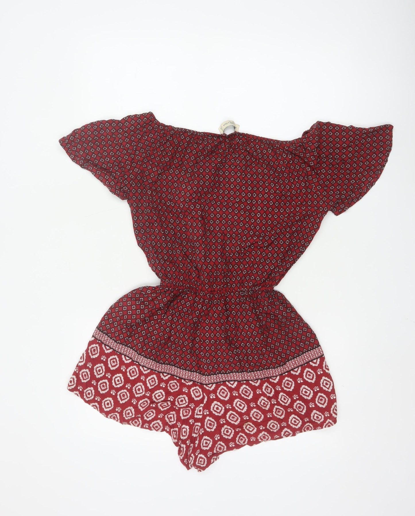 Abercrombie & Fitch Women Red Patterned Viscose Playsuit Size M