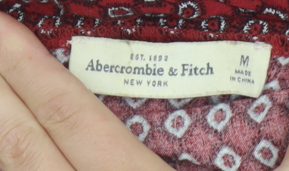 Abercrombie & Fitch Women Red Patterned Viscose Playsuit Size M