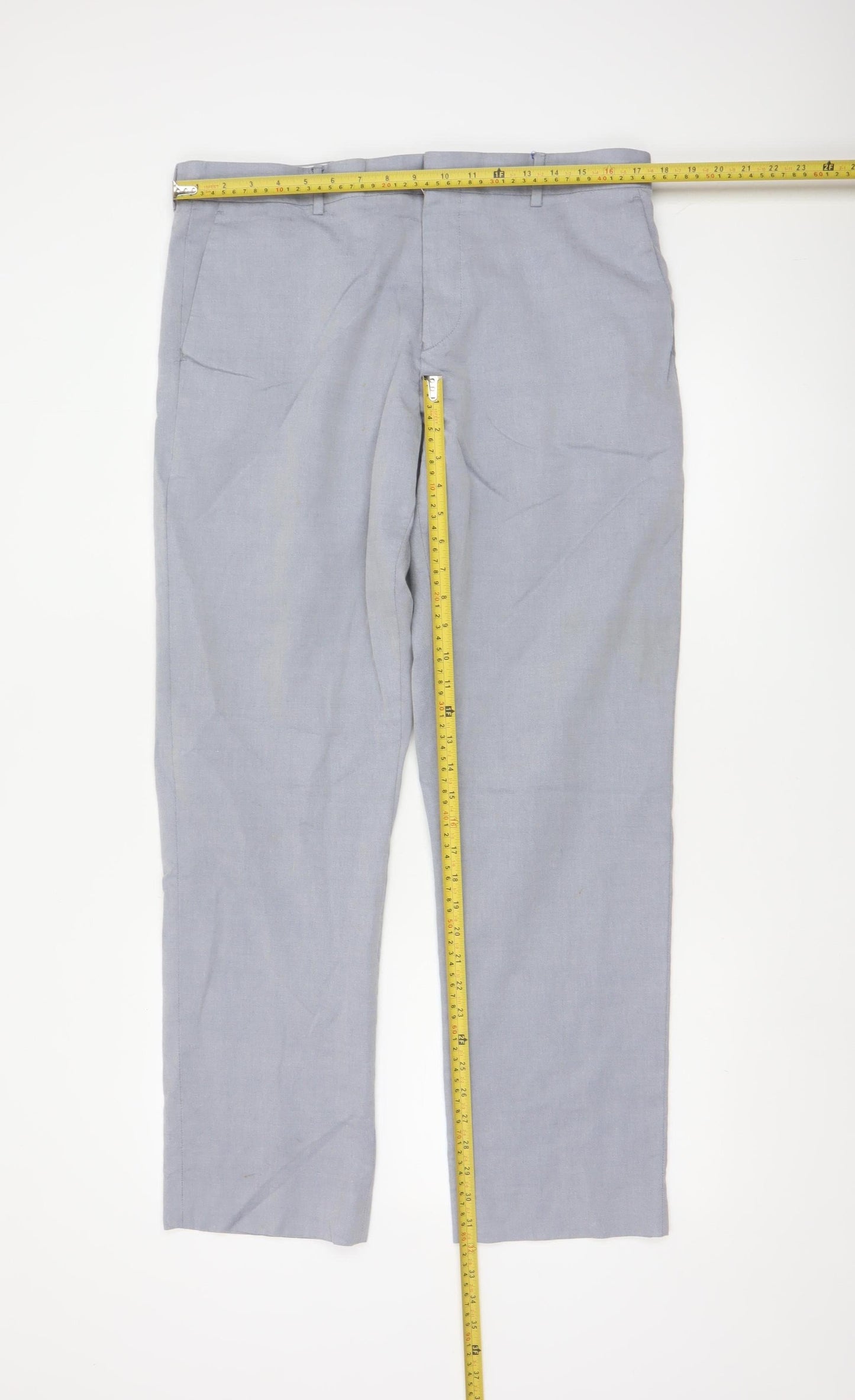 Reiss Men’s Grey Wool Cotton Chino Trousers 34in Regular Fit