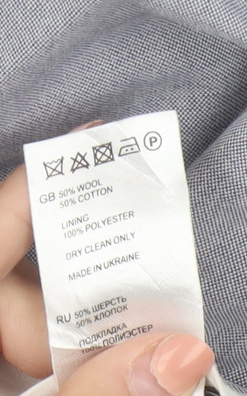 Reiss Men’s Grey Wool Cotton Chino Trousers 34in Regular Fit