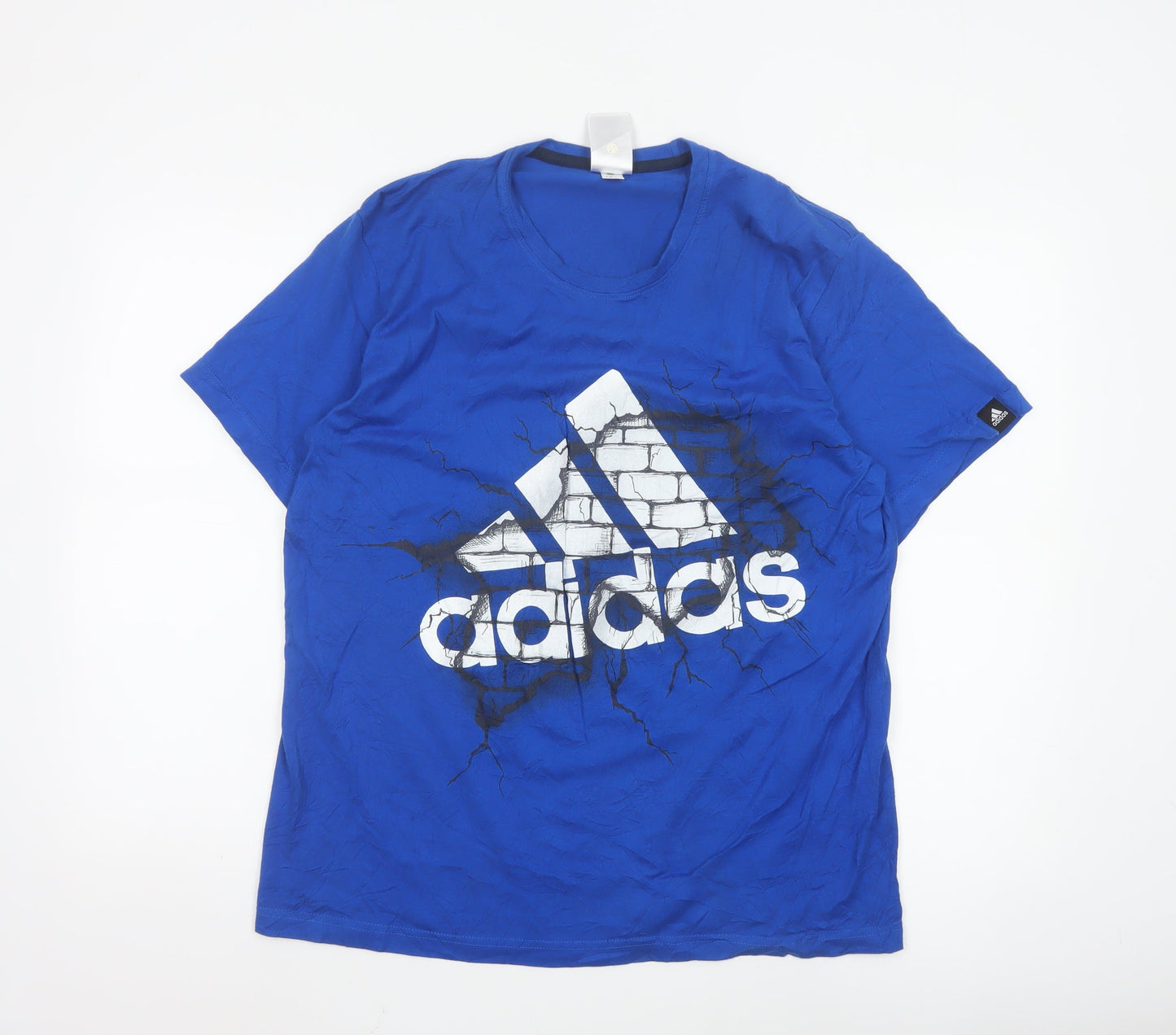 Adidas Men's Blue Graphic Print Short Sleeve Crew Neck T-Shirt Size L