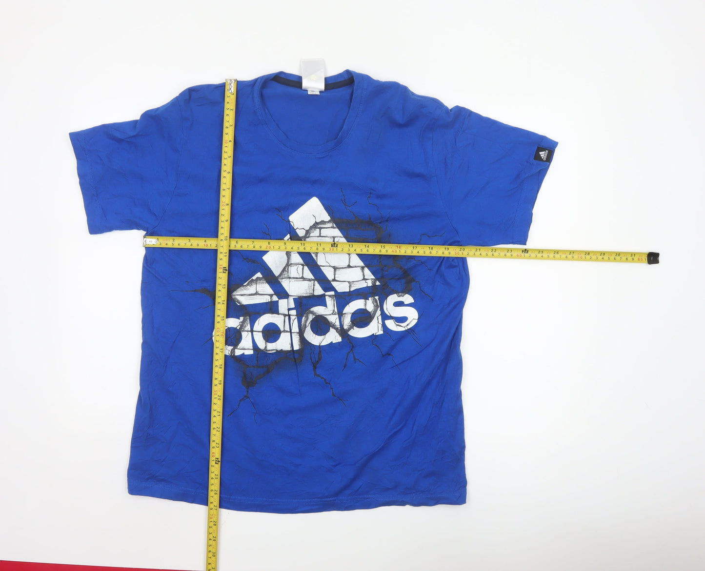 Adidas Men's Blue Graphic Print Short Sleeve Crew Neck T-Shirt Size L