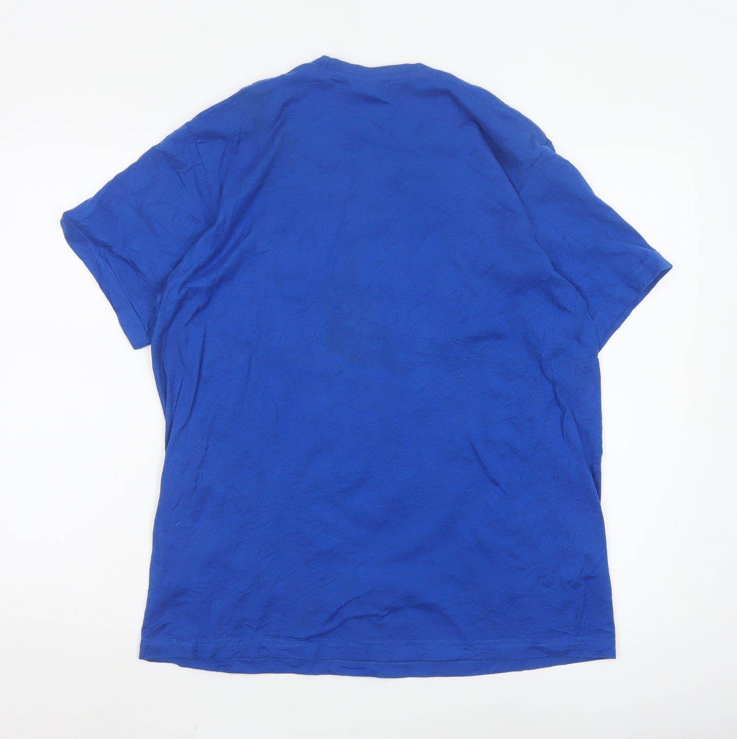 Adidas Men's Blue Graphic Print Short Sleeve Crew Neck T-Shirt Size L
