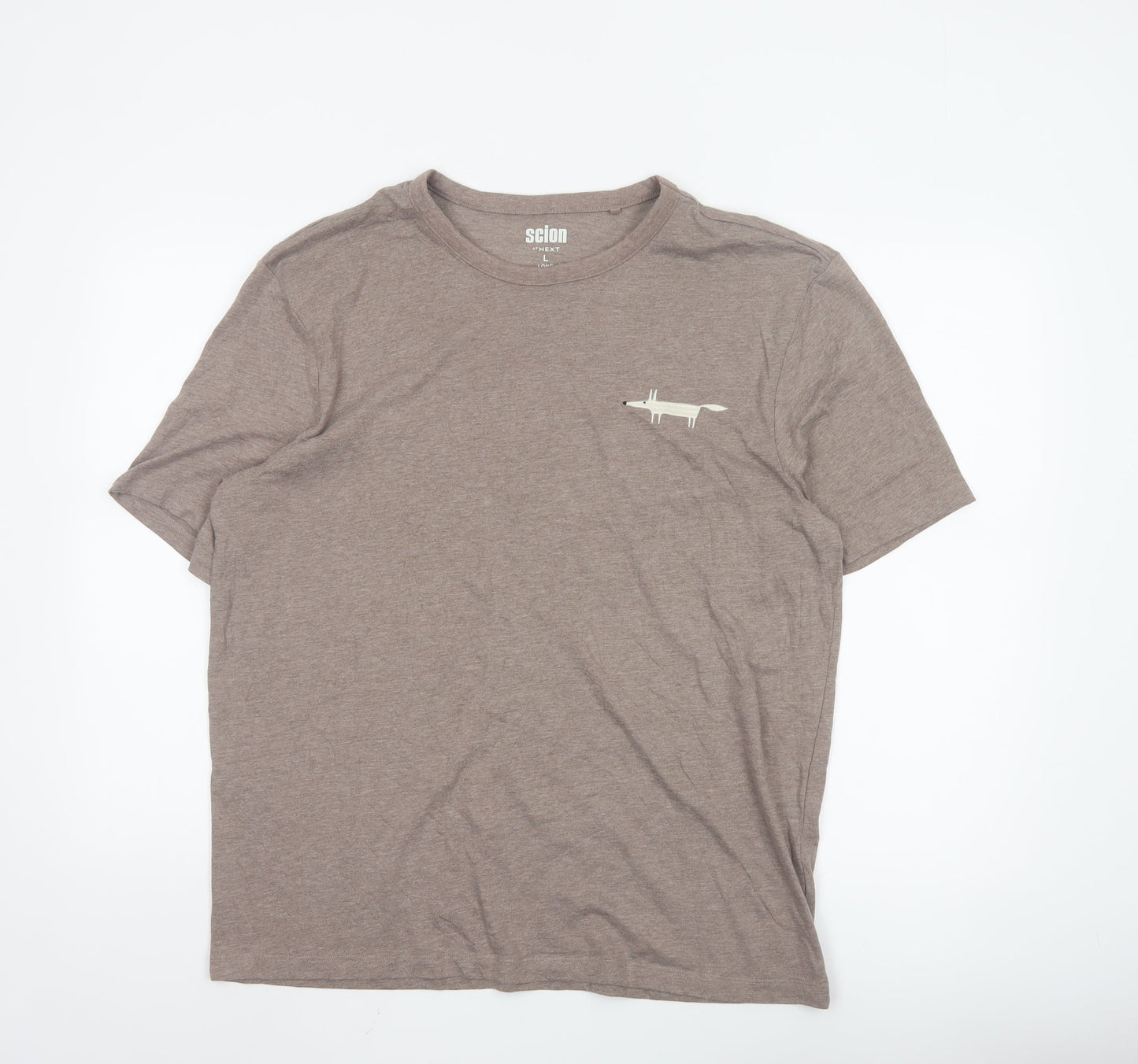 Next Men Brown Animal Logo Crew Neck T-Shirt Size L