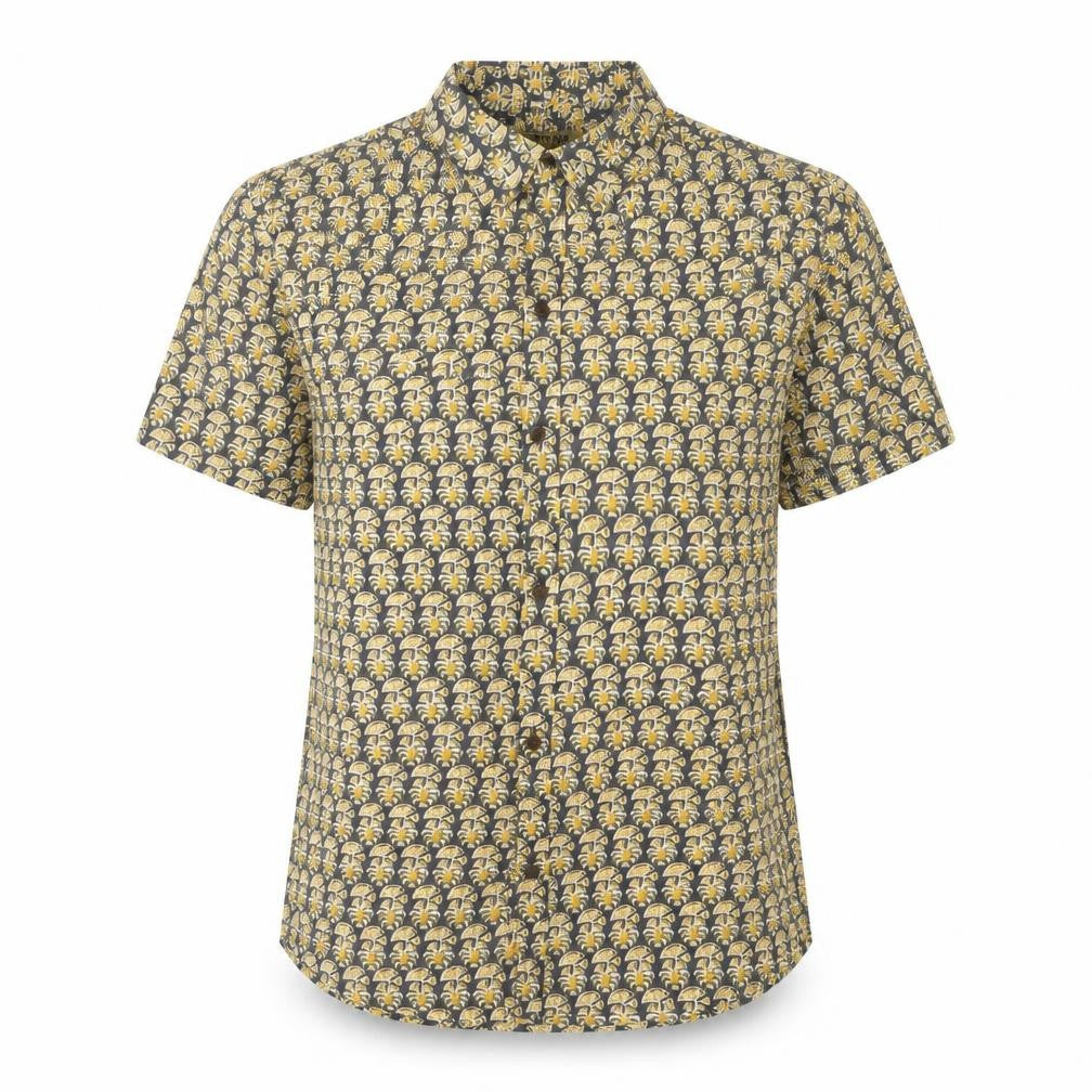 Martina Women's Grey Floral Cotton Button-Up Shirt M