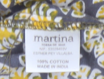 Martina Women's Grey Floral Cotton Button-Up Shirt M