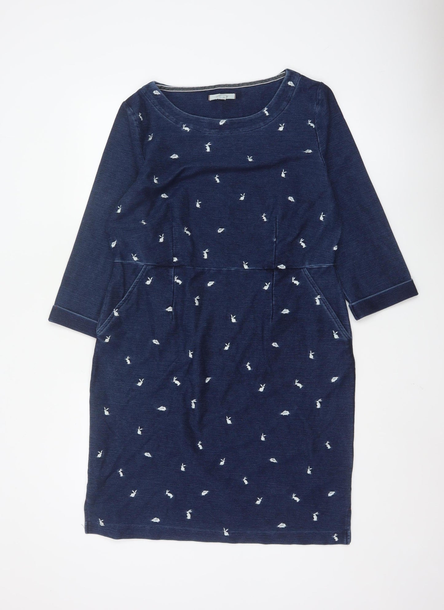 White Stuff Women Blue Animal Print Shift Dress Size 14