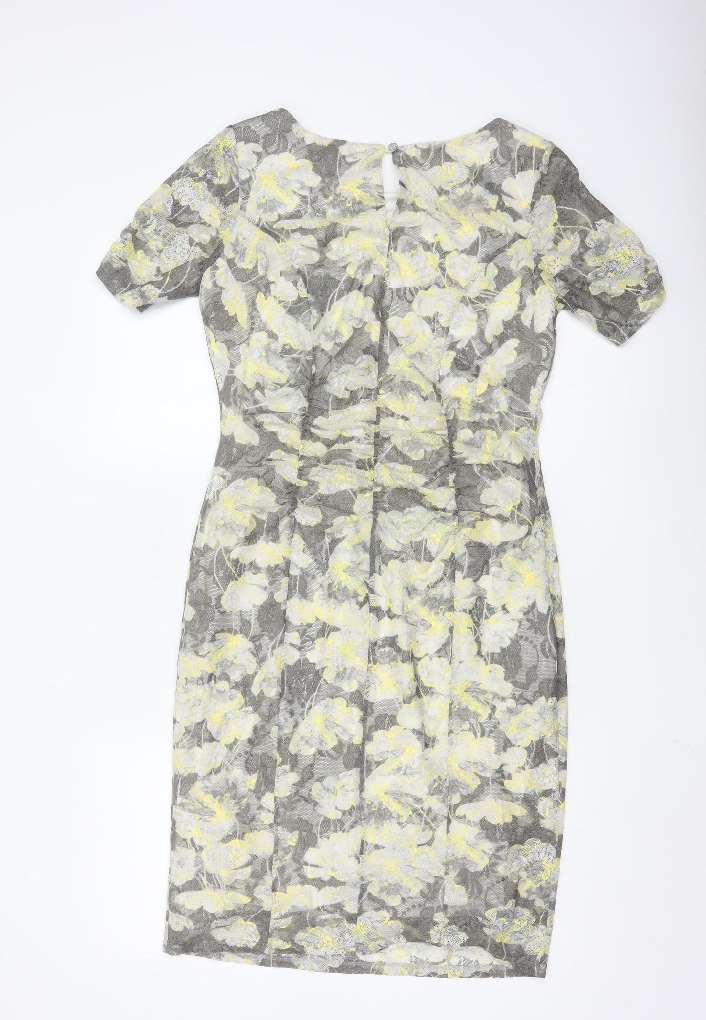 Marks and Spencer Women Grey Floral Lace Sheath Dress Size 14