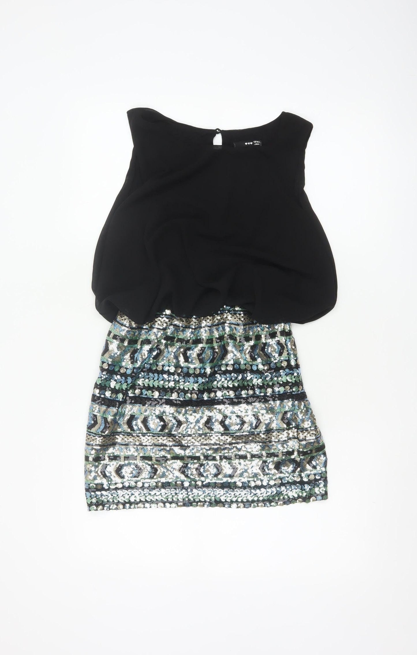 TFNC London Women's Black Sequin Short Bodycon Party Dress Size S