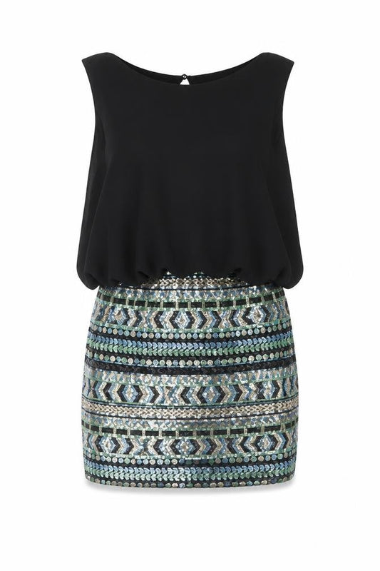 TFNC London Women's Black Sequin Short Bodycon Party Dress Size S