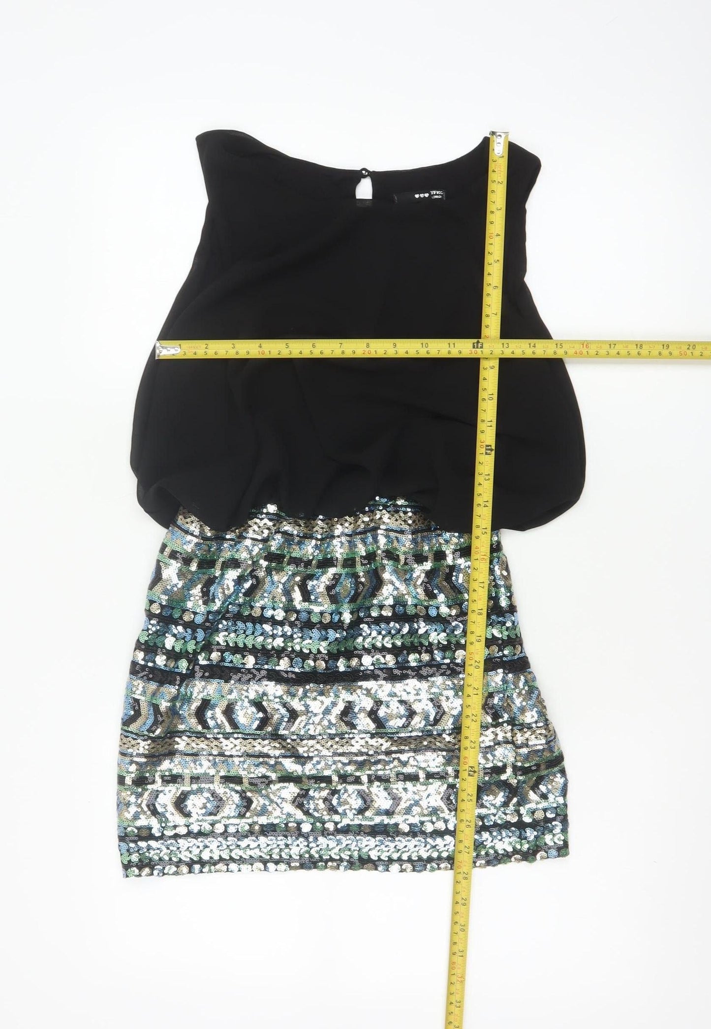 TFNC London Women's Black Sequin Short Bodycon Party Dress Size S