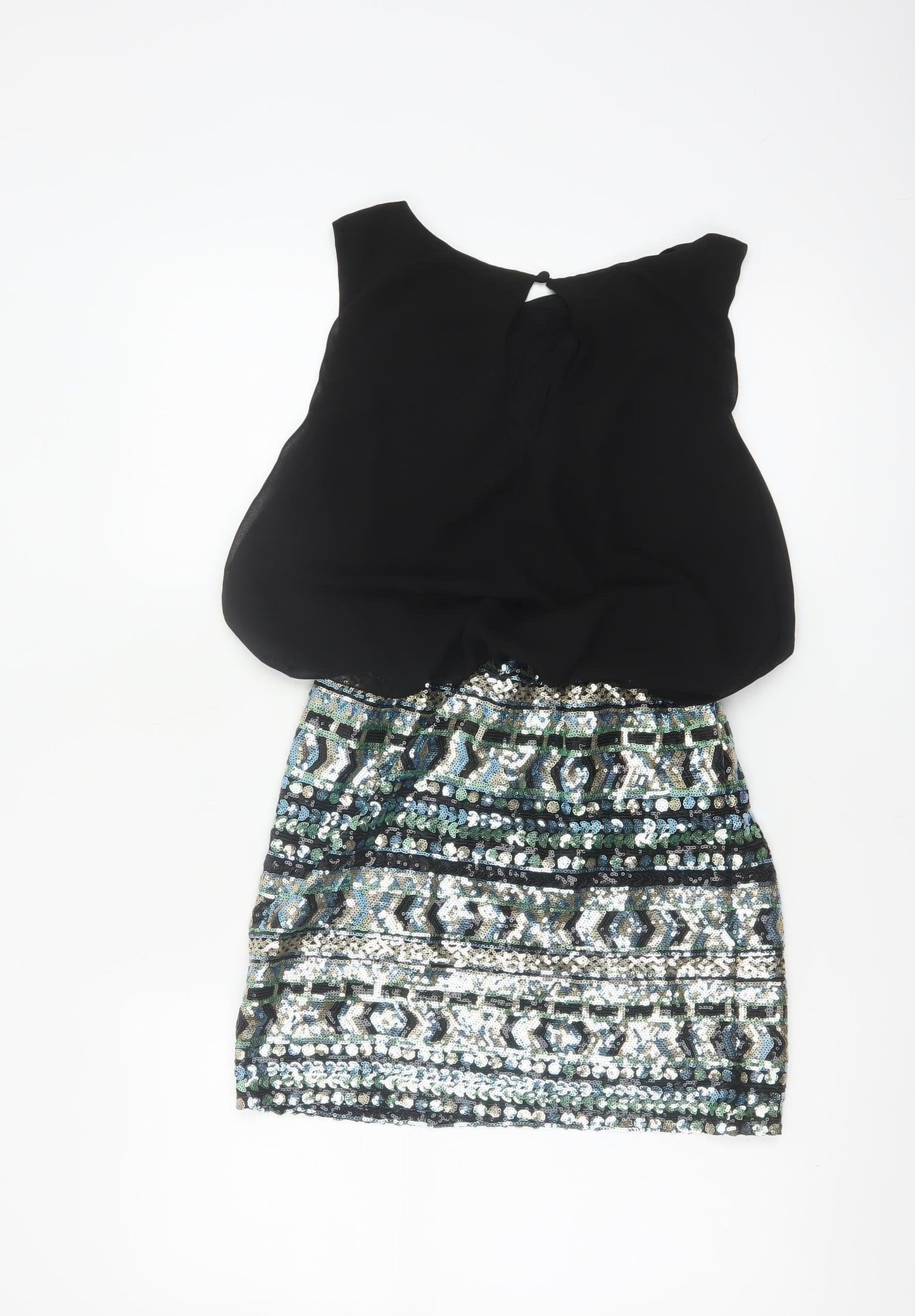 TFNC London Women's Black Sequin Short Bodycon Party Dress Size S