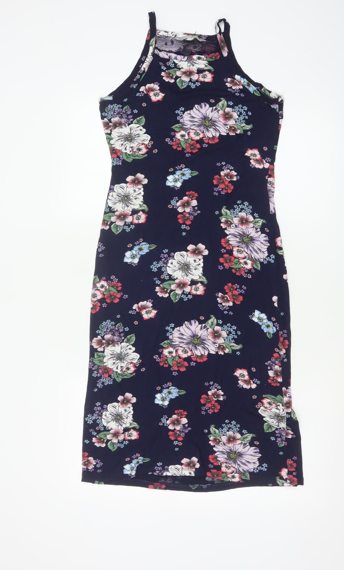 Red Herring Womens Navy Floral Bodycon Midi Dress Size 10