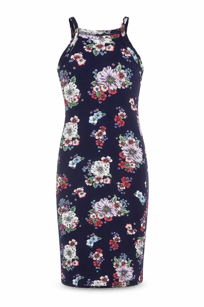 Red Herring Womens Navy Floral Bodycon Midi Dress Size 10