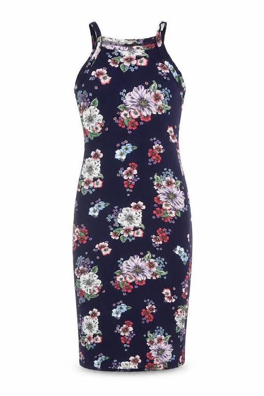 Red Herring Womens Navy Floral Bodycon Midi Dress Size 10