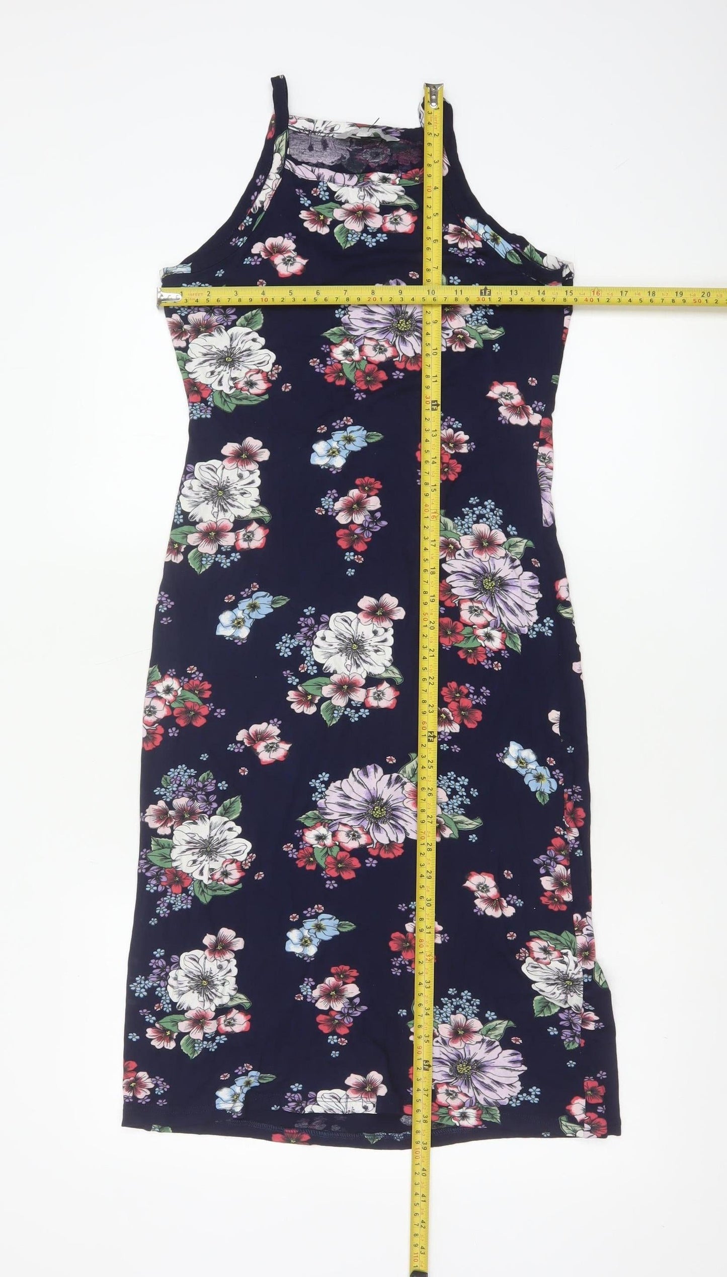 Red Herring Womens Navy Floral Bodycon Midi Dress Size 10