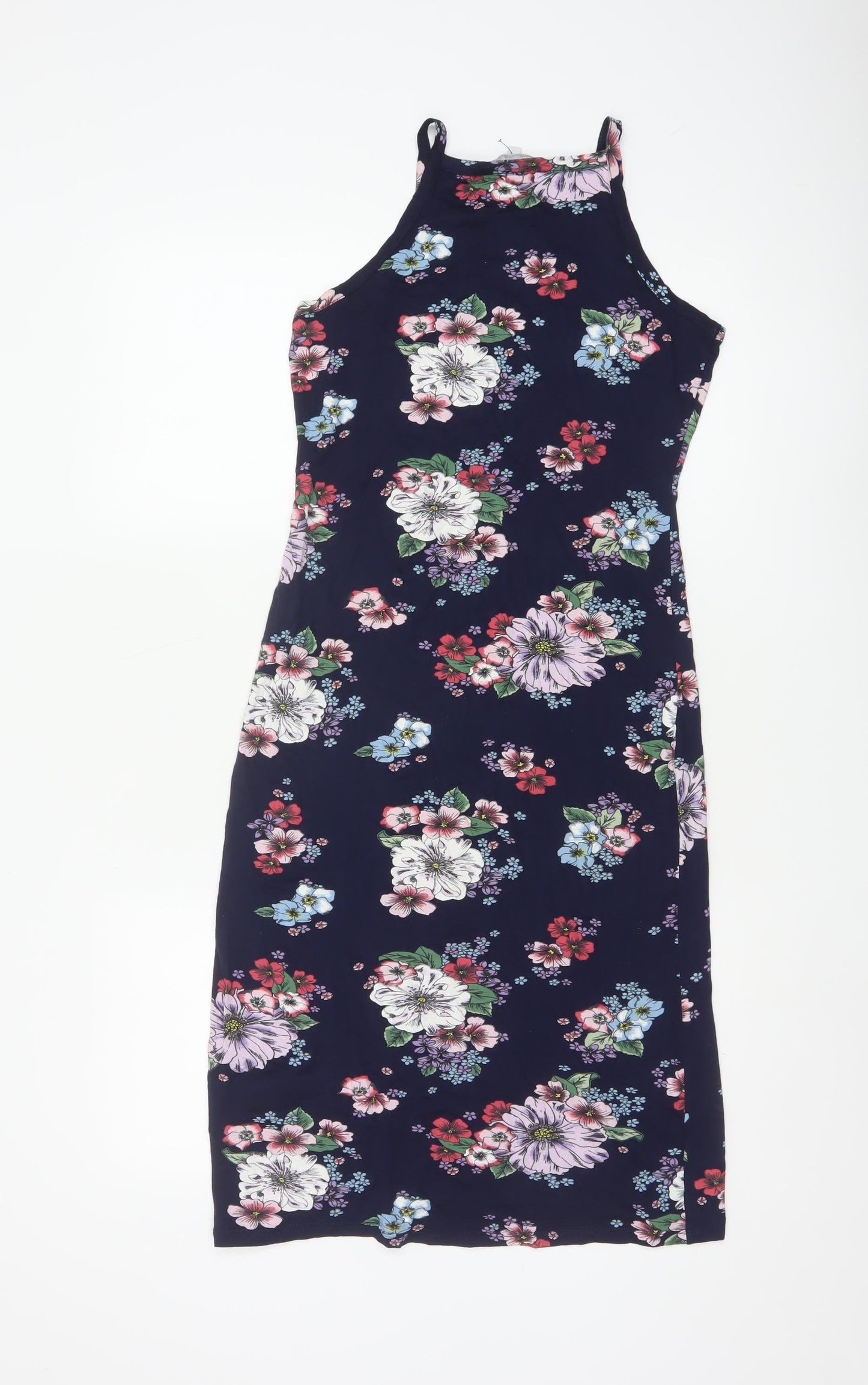 Red Herring Womens Navy Floral Bodycon Midi Dress Size 10