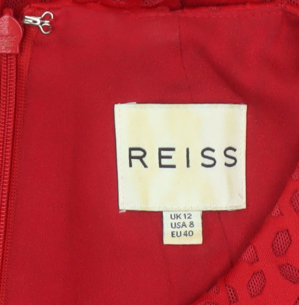 Reiss Women Red Sleeveless Fit & Flare Dress UK 12 Elegant Party Style