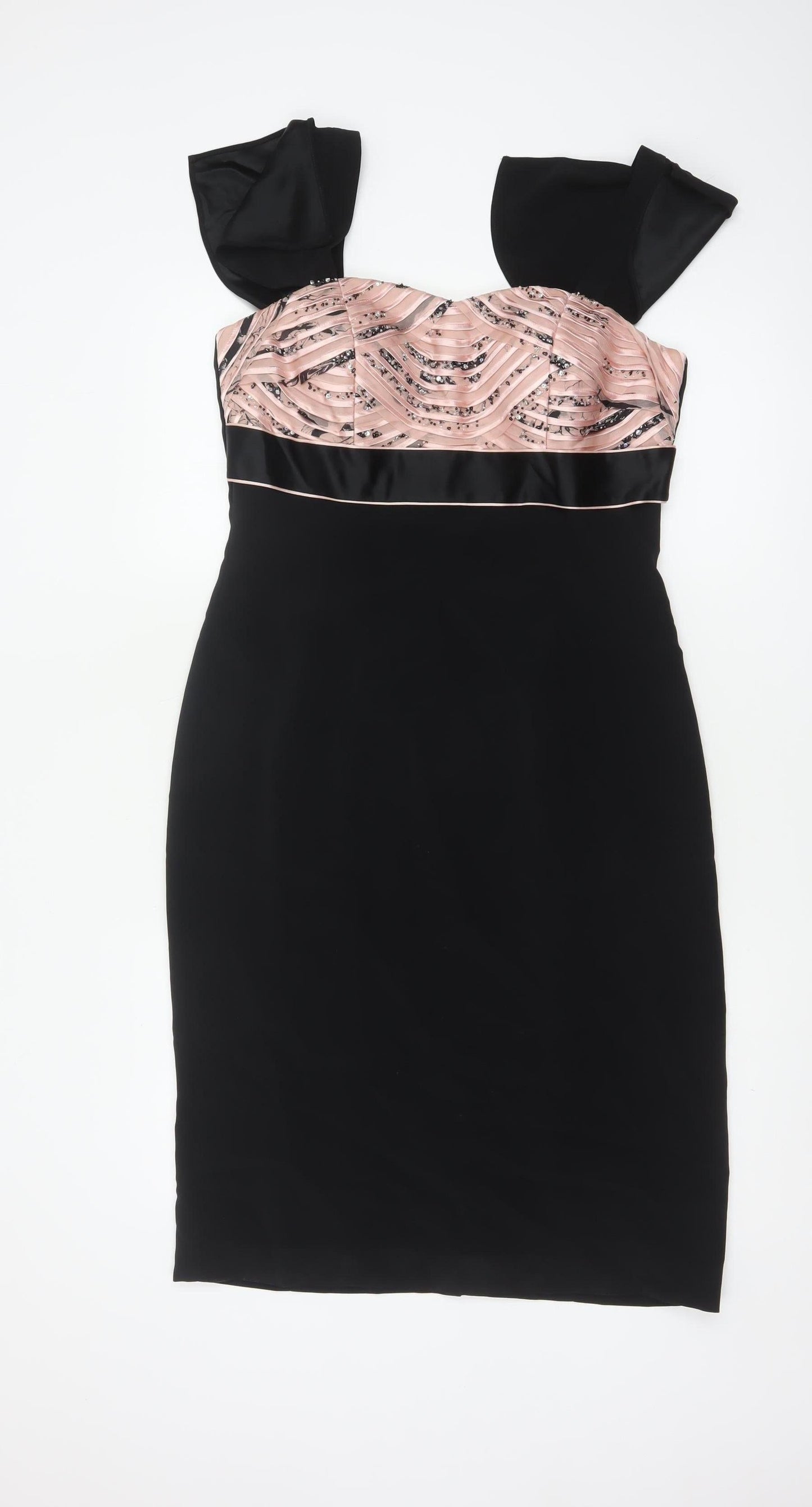 Veni Infantino for Ronald Joyce Women's Black & Pink UK 12 Bodycon Dress