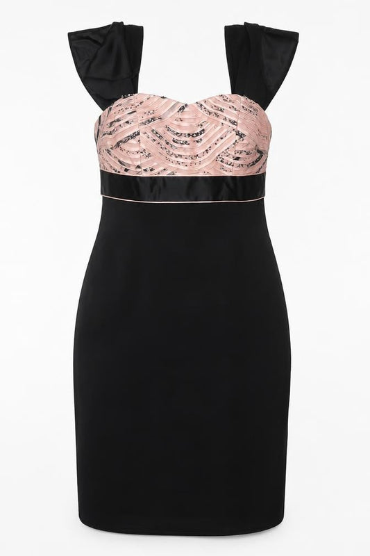 Veni Infantino for Ronald Joyce Women's Black & Pink UK 12 Bodycon Dress