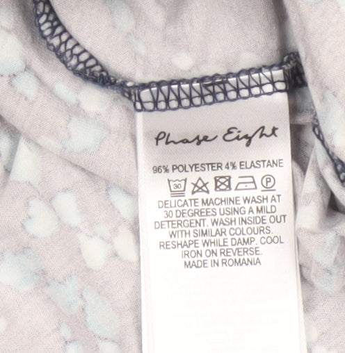 Phase Eight Women’s Blue Floral V-Neck Long Sleeve Blouse Size 12