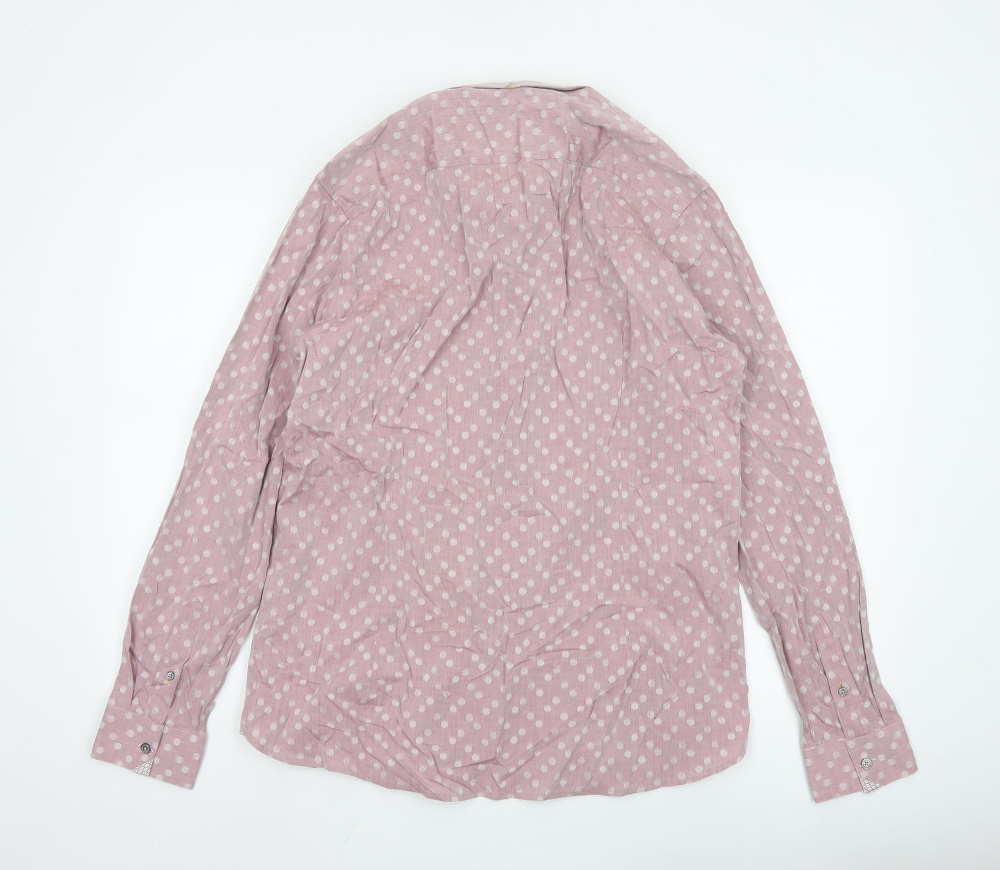 Ted Baker Men’s Pink Polka Dot Cotton Button-Up Shirt Size L